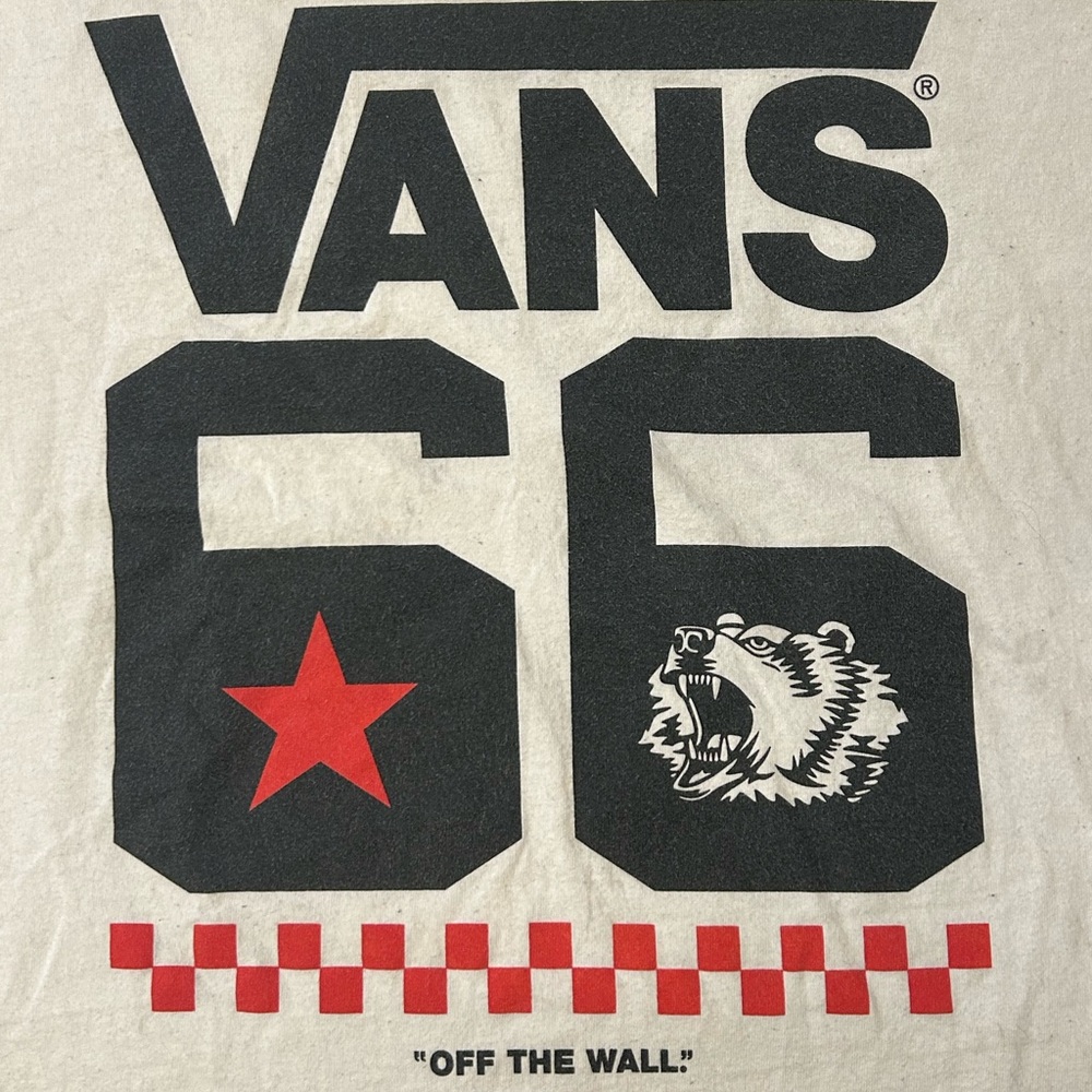 White Vans 66 T-shirt with black and red writing